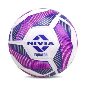 Nivia Equator Football, 32 Panel, Grained PU Leather Stitched, Suitable for Hard Ground with Grass & Artificial Turf, Training Ball, Size-5 (Multicolor)