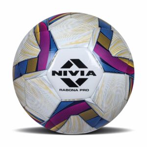 Nivia Rabona Pro Football, 32 Panel, Glossy TPU Stitched, Suitable for Soft & Dry Ground, Hard Ground with Grass & Artificial Turf, International Match Ball Size- 5 (Multicolor)