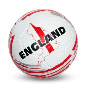 Nivia Country Colour Football (England) | Moulded | Suitable for Hard Ground Without Grass | Ideal for: Training/Match | Soccer Ball | Rubber | Size - 5 (White/Red)