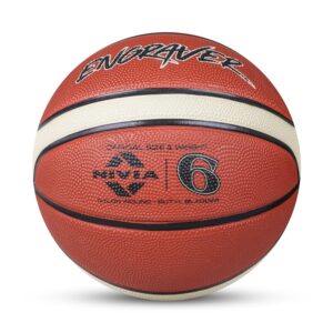 Nivia Engraver Basketball, As per BFI Standard, 14 Panels, Molded Soft Rubber Cover with Pebbled Texture, Butyl Threadwounded Bladder, Made for Tournaments, to Play on All Indoor & Outdoor Surfaces